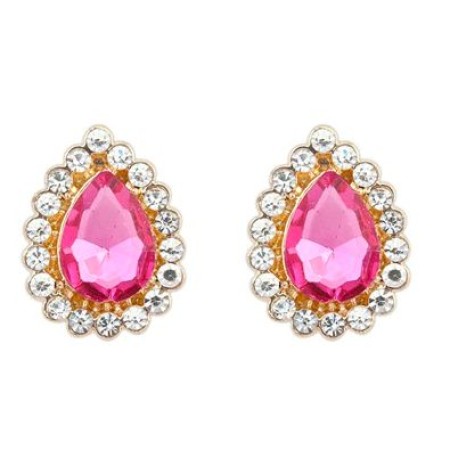 Waterdrop Pink Diamond Rimmed Stud Earrings